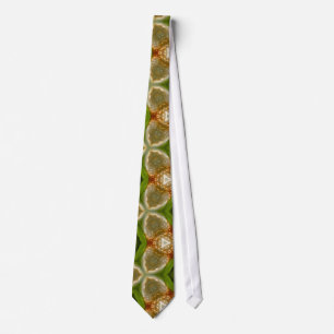 Tan green orange abstract pattern Mens Tie