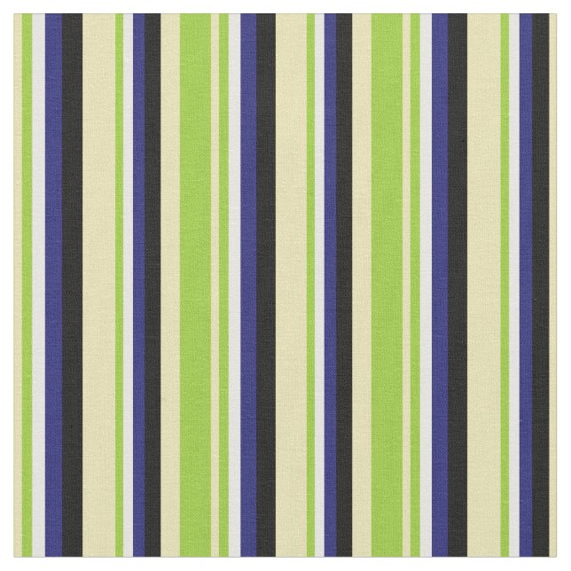Tan, Green, White, Midnight Blue & Black Coloured Fabric (Close Up)