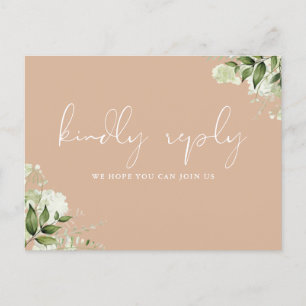 Tan Greenery Song Request RSVP Postcard