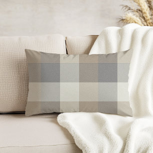 Tan, Grey, and Ivory Plaid Neutral Decorative Cushion