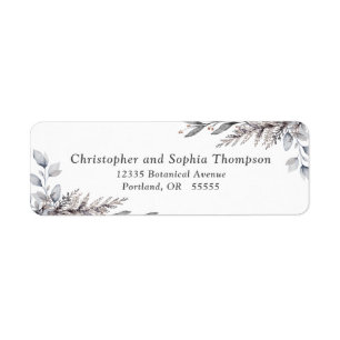 Tan & Grey Winter Botanicals Return Address Label