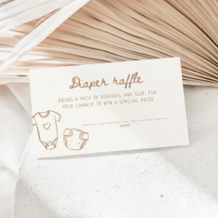 Tan Hand Drawn Baby Shower Diaper Raffle Enclosure Card