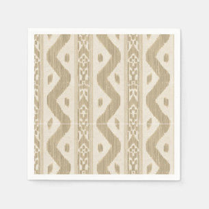 Tan Ikat Stripe on Cream, Quiet Bar Napkin