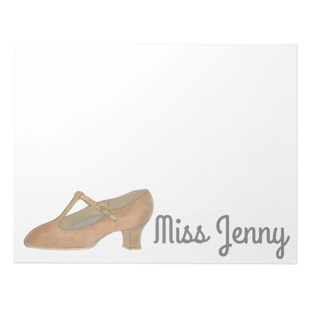 Tan Jazz Character Shoe Dance Teacher Notepad (Front)