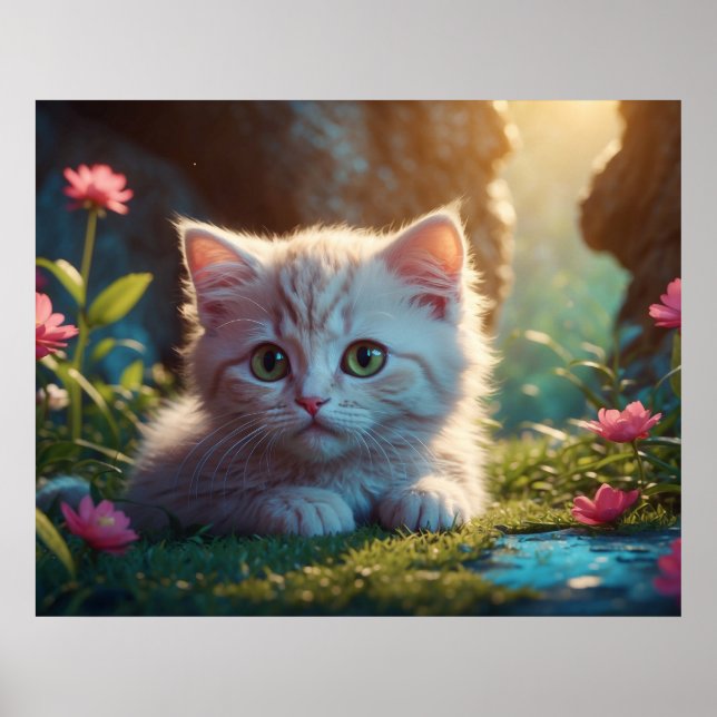 *~* Tan Kitty AP68 5:4 Fluffy Feline Kitten Poster (Front)