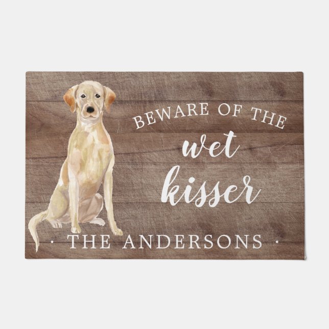 Tan Lab Dog Personalised Door Mat (Front)