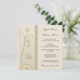 Tan Lace Floral After or Post Wedding Invitation