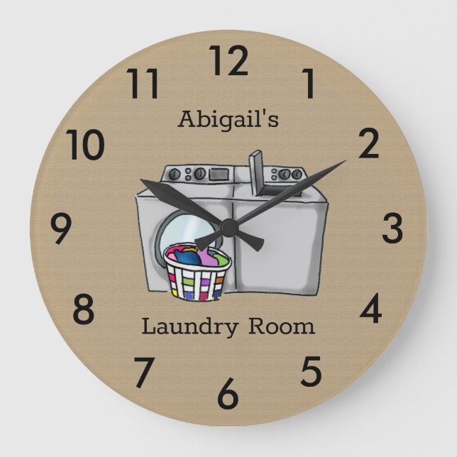 Tan Laundry Room Custom Large Clock (Front)