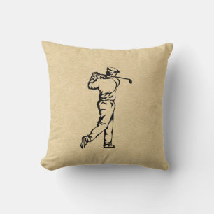 Tan Leather Look Golf Design Cushion