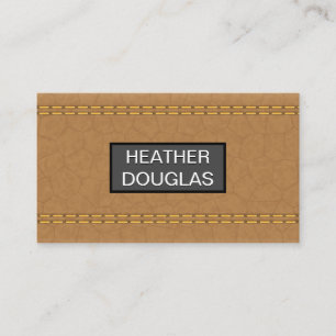 Tan Leather Seems Stitched Business Card