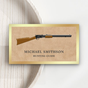 Tan Leather Shotgun Rifle Gun Shop Gunsmith Business Card