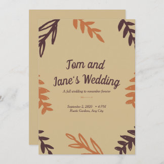 Tan Leaves Fall Invitation