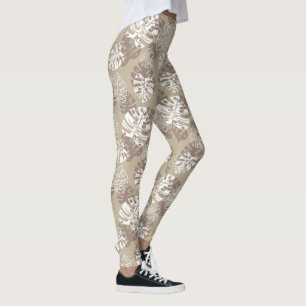 Tan Leaves Leggings
