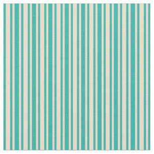 Tan & Light Sea Green Coloured Lined Pattern Fabric