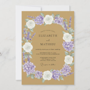 Tan Lilac Peony Wedding Invitation