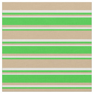 Tan, Lime Green, and White Stripes Pattern Fabric