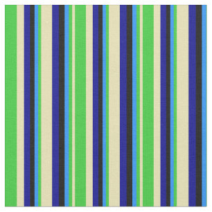Tan, Lime Green, Blue, Black & Dark Blue Lines Fabric