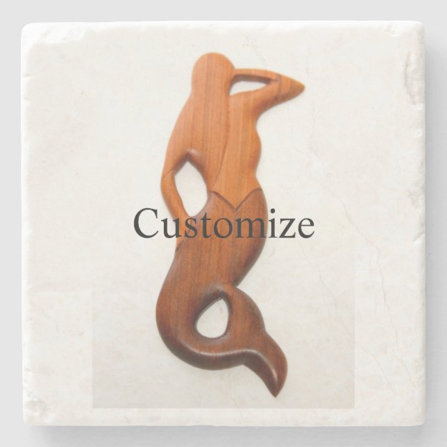 tan lookout mermaid stone coaster (Front)