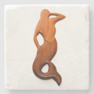 tan lookout mermaid stone coaster