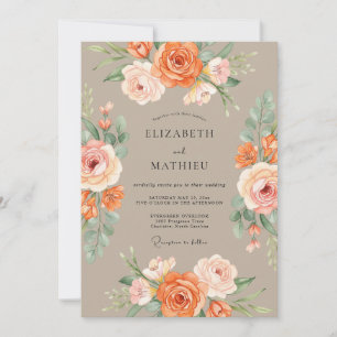 Tan Lush Autumnal Wedding Invitation