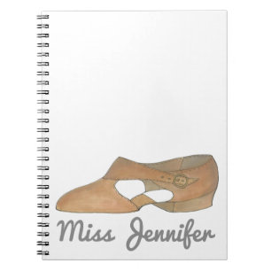 Tan Lyrical Shoe Dance Teacher Recital Dancer Gift Notebook