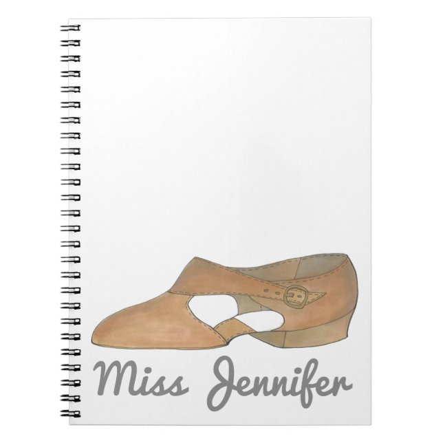 Tan Lyrical Shoe Dance Teacher Recital Dancer Gift Notebook (Front)