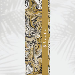 Tan Marble Swirl Pattern Personalise Custom Yoga Mat