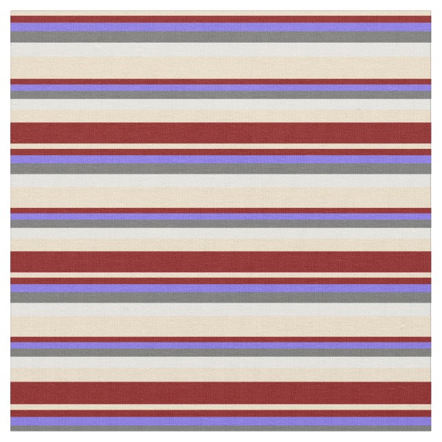 Tan, Maroon, Medium Slate Blue, Dim Grey & White Fabric (Close Up)