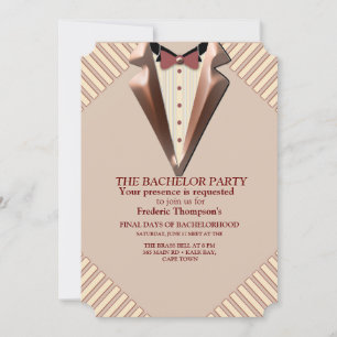 Tan - Marsala Wine -Modern Hues Bachelor Invitation