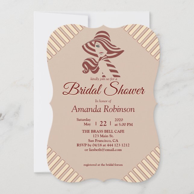 Tan - Marsala Wine &  Modern of Pink Invitation (Front)