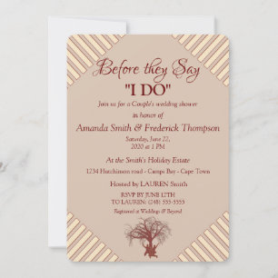 Tan,Marsala Wine - Modern Wedding Shower Invitation
