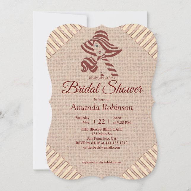 Tan - Marsala Wine &  Textured of Pink Invitation (Front)