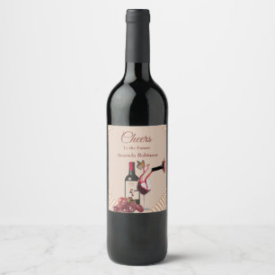 Tan - Marsala-wine tone stripes Wine Label