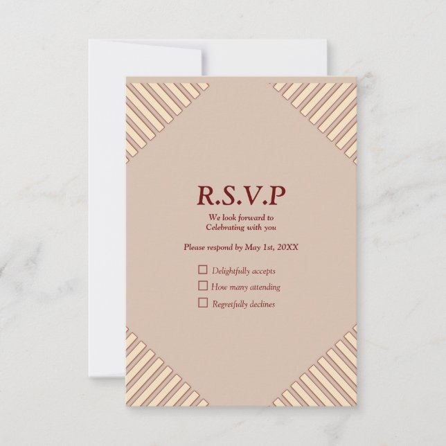 Tan - Marsala Wine &  twist of Hues of Pink RSVP Card (Front)