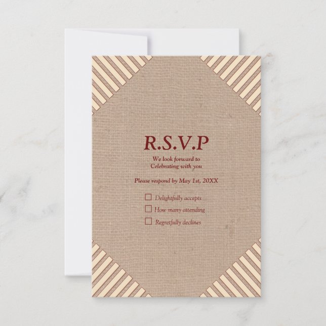Tan - Marsala Wine &  twist of Hues of Pink RSVP Card (Front)