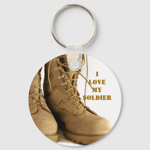 tan military boots keyhain key ring