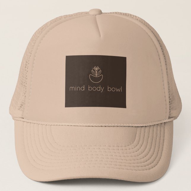 Tan Mind Body Bowl Trucker Hat (Front)