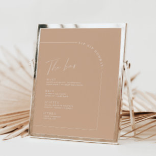 Tan Minimalist Calligraphy Wedding Bar Menu
