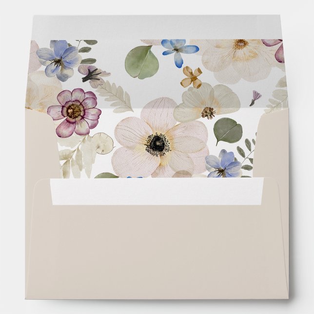 Tan Modern Boho Floral Envelope (Tan Modern Boho Floral Watercolor Envelope by Painted Paperie
)