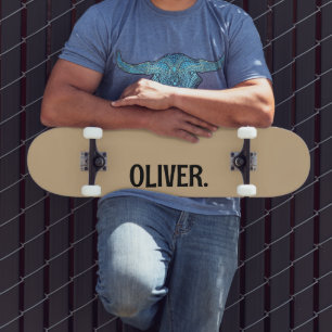 Tan Modern Name Classic Trendy Skateboard