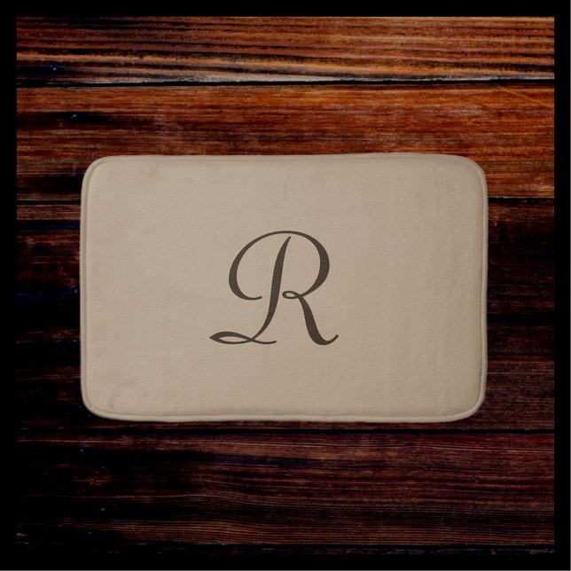 Tan Monogrammed Plush Bath Mat (Creator Uploaded)