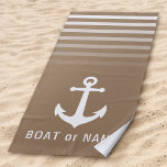 Tan Nautical Vintage Anchor Your Name or Boat Beach Towel<br><div class="desc">Vintage Nautical Anchor with Your Custom Name or Boat Name on a Stylish Beach Towel. This personalised towel will not just keep you dry but also is a fun conversation piece. Makes a great gift item for any occasion.</div>