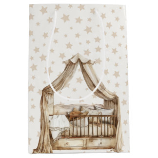 TAN NEUTRAL COLORS BOHO BABY CRIB MEDIUM GIFT BAG