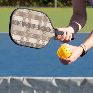 Tan Neutral Earth Butterfly Stripes Design Pickleball Paddle
