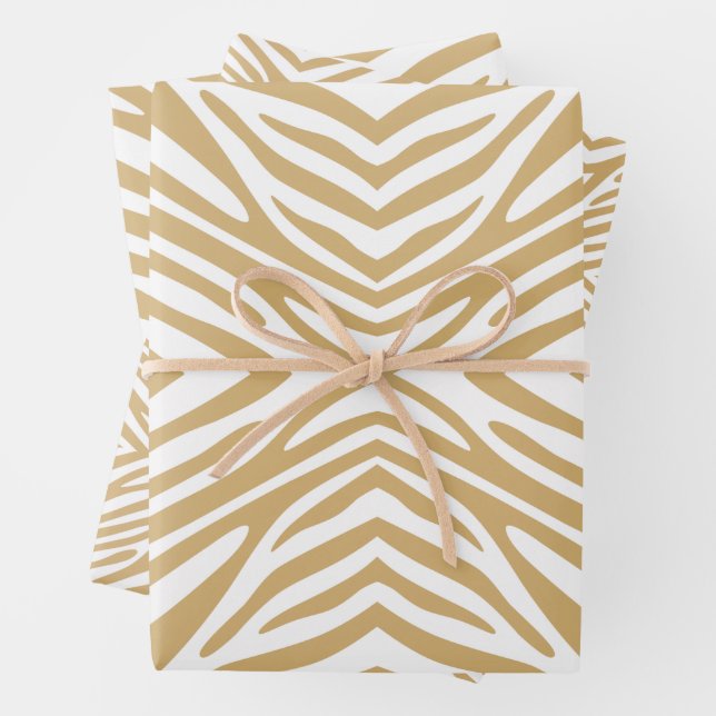 Tan Neutral Zebra Wrapping Paper Sheet (In situ)