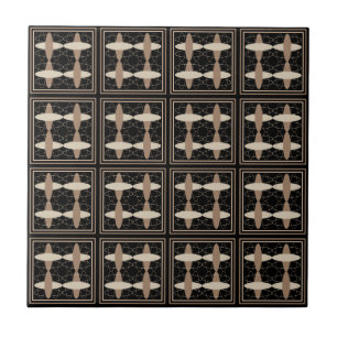 Tan on Black Ceramic Tile