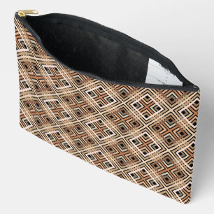 Tan on Black Geometric Shapes Accessory Pouch