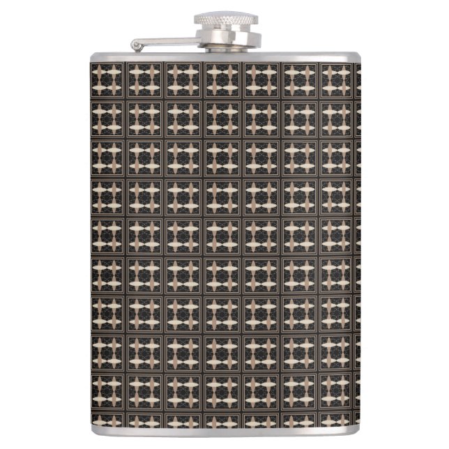 Tan on Black Hip Flask (Front)