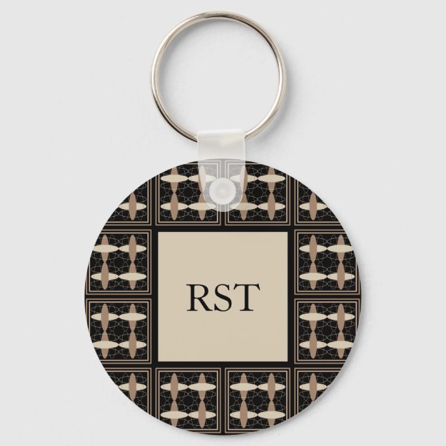 Tan on Black  Key Ring (Front)
