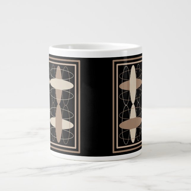 Tan on Black  Large Coffee Mug (Front)